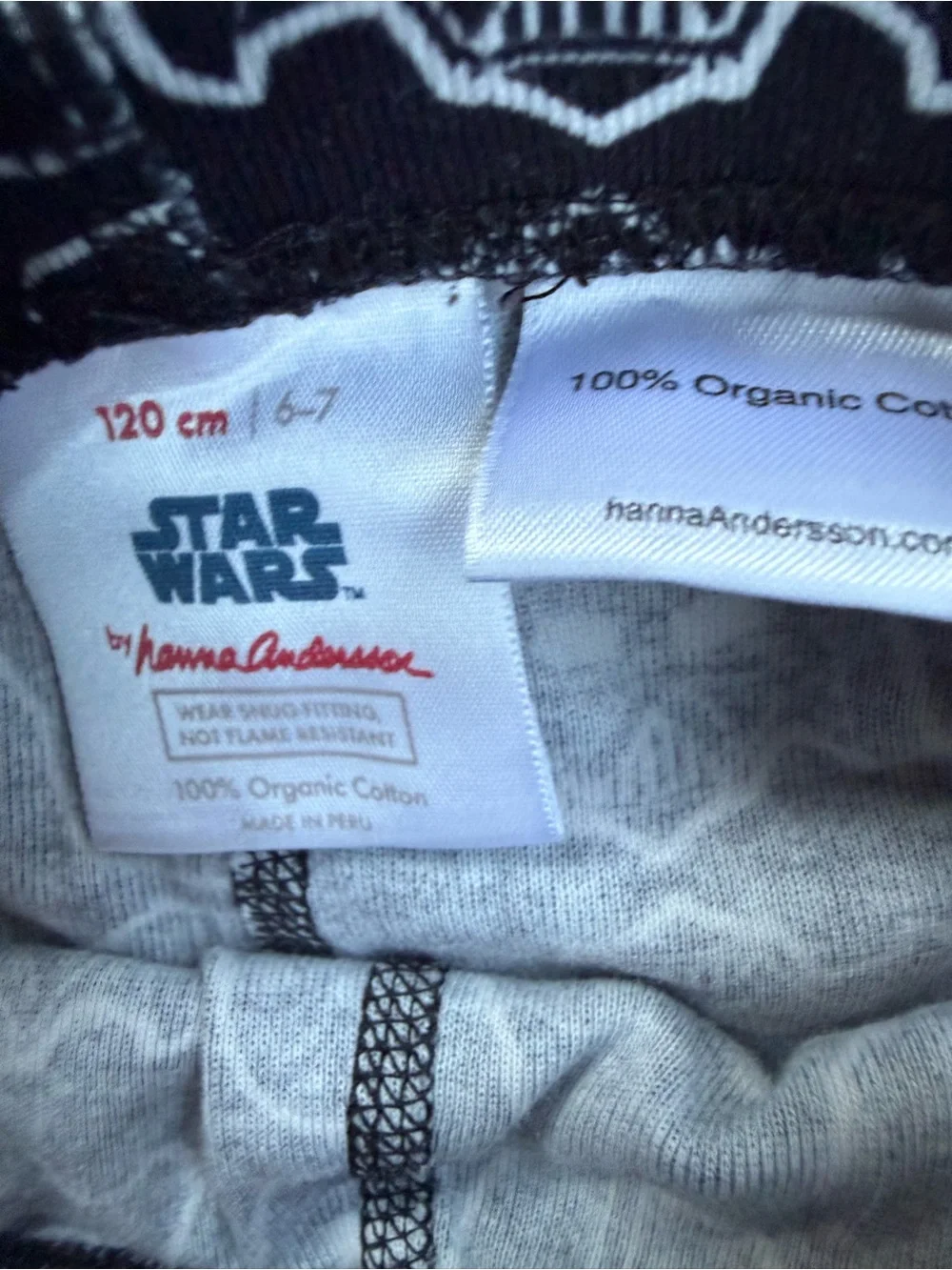 STAR WARS kids size 6-7 Darth Vader 2pc Pajama Set Organic Cotton
